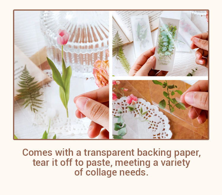 4Details of Vintage Literary Floral Plant PET Sticker