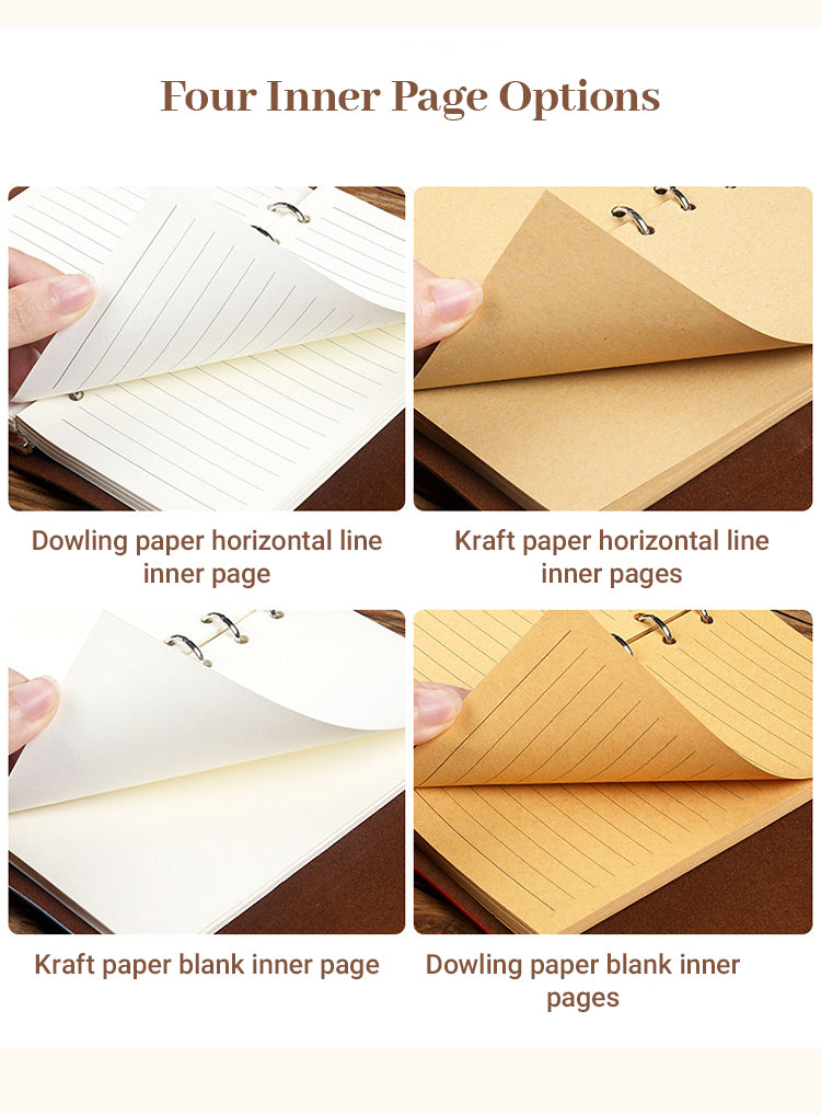 4Details of Vintage Loose-Leaf Maple Leaf Travel Notebook