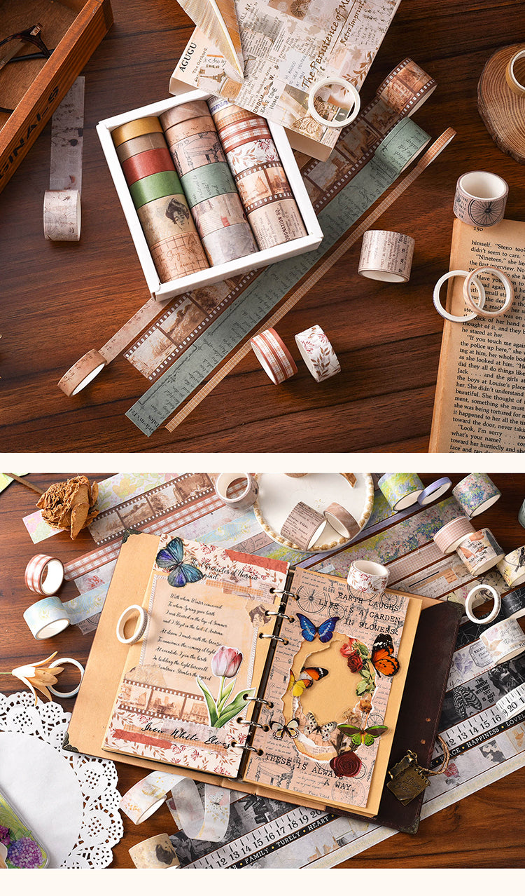 4Details of Vintage Memory Ins Style Boxed Washi Tape Set