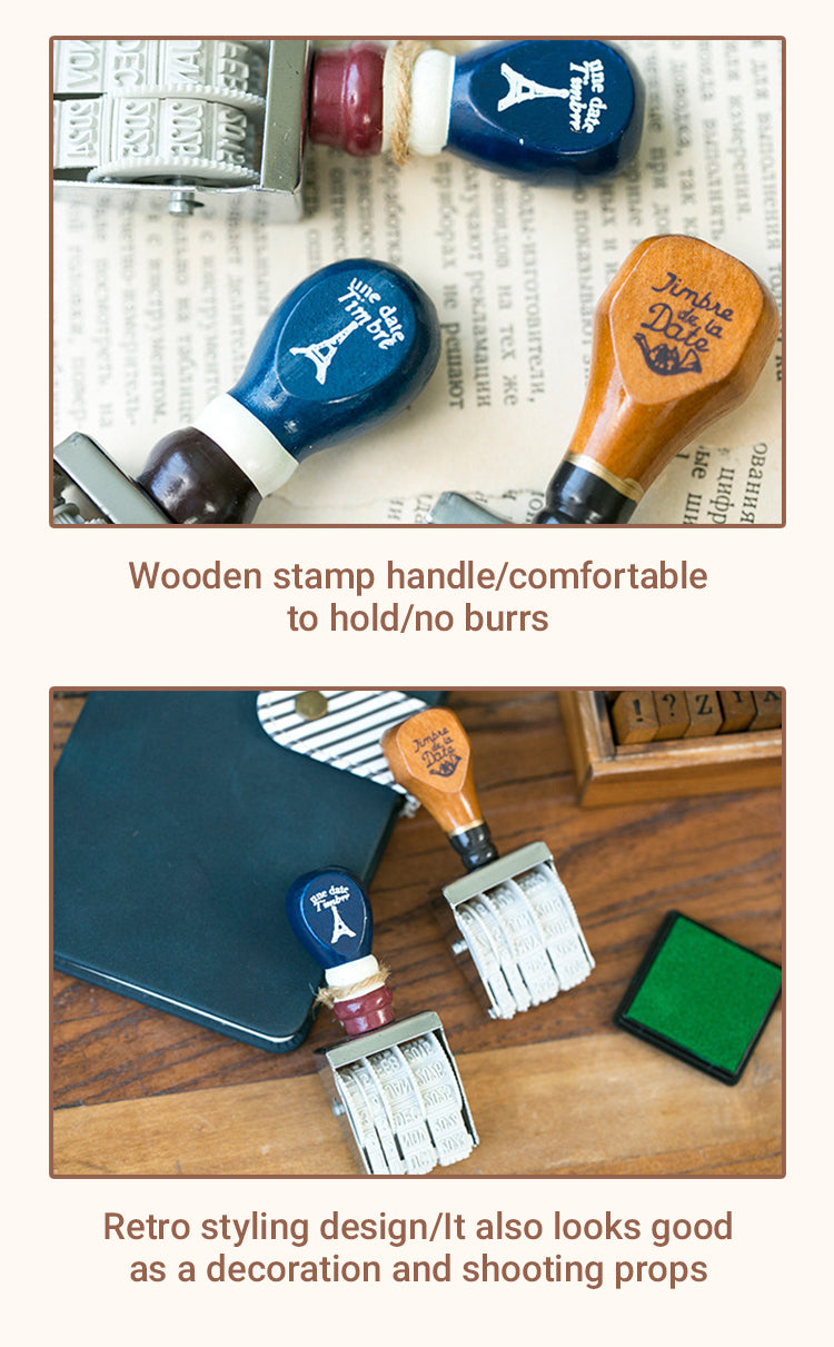 4Details of Vintage Zakka Wooden Roller Postmark Date Stamp1