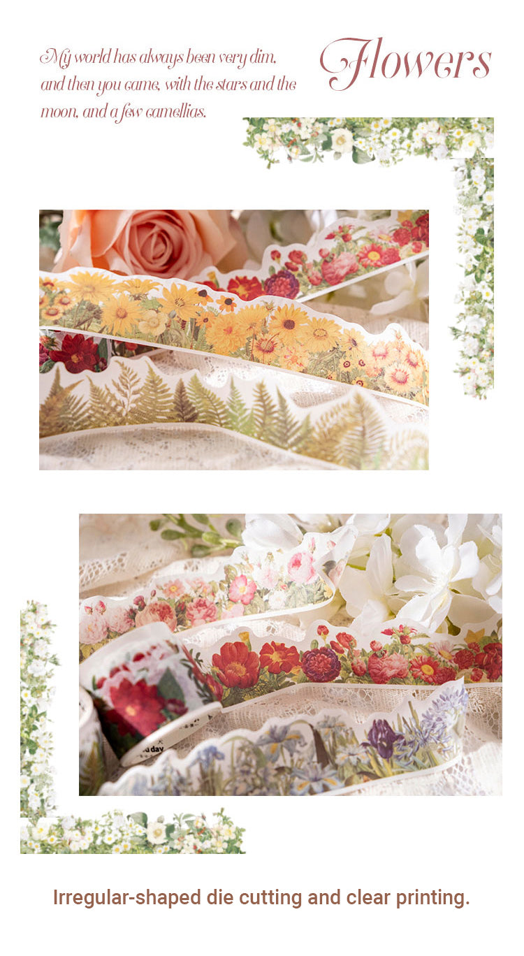 Details of Romantic Flowers Plants Border Washi Tape