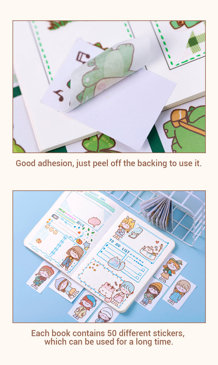 Characteristics of Cute Cartoon Character Washi Sticker Mini Book 2