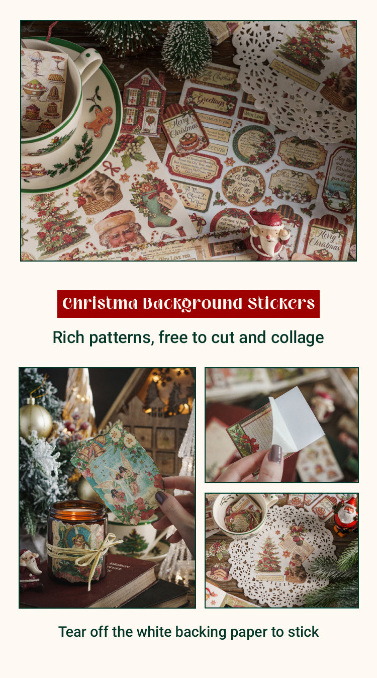 Characteristics of Vintage Christmas Prologue DIY Square Background Sticker 2
