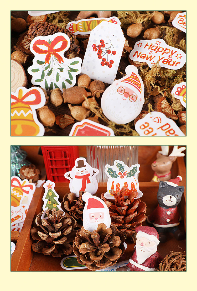 Details of Cute Warm Christmas Oil Painting Journal Sticker