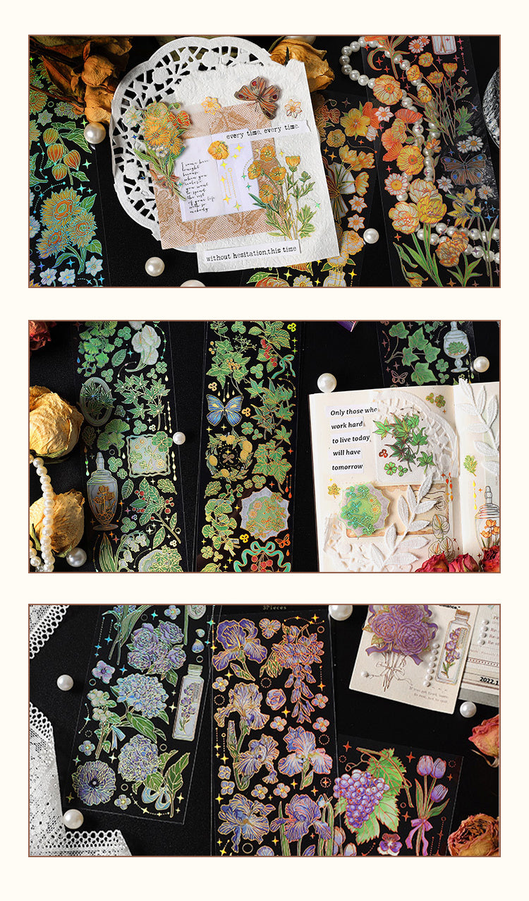 Dazzling Transparent PET Floral Journal Sticker