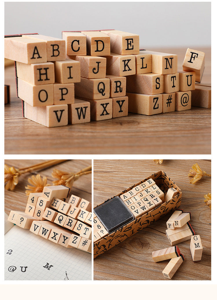 Ready Made Rubber Stamp - 40-Piece Numbers Alphabet Symbols Rubber Stamps with Ink Pad Set