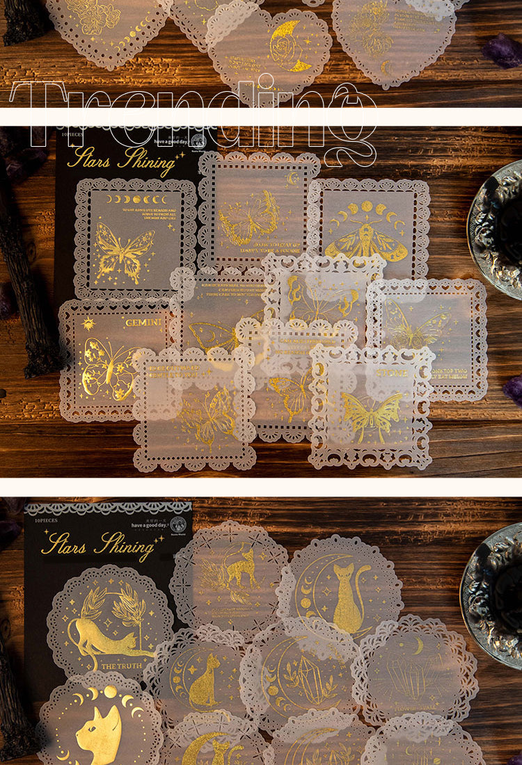 5Brilliant Stars Vintage Hot Stamping Lace Background Paper2