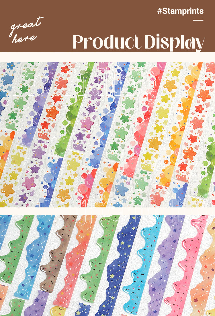 5Candy Color Stars Flowers Bubbles Border Decoration Washi Stickers1