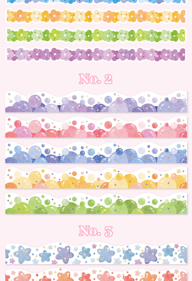 5Candy Color Stars Flowers Bubbles Border Decoration Washi Stickers4