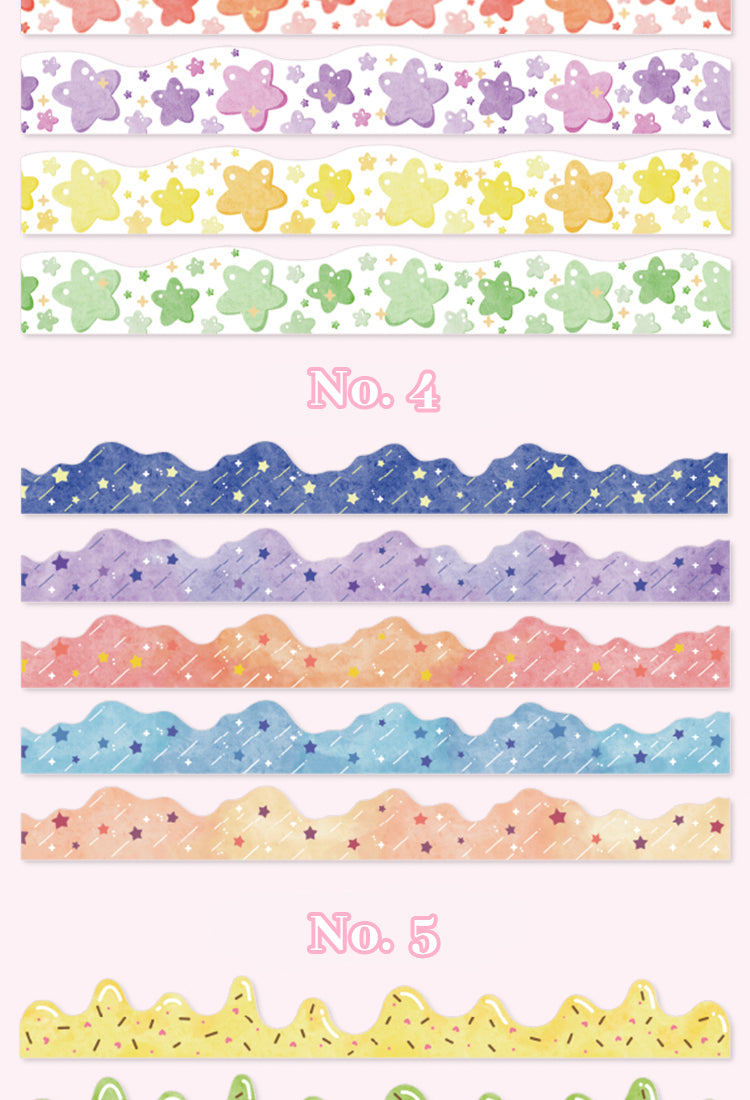 5Candy Color Stars Flowers Bubbles Border Decoration Washi Stickers5