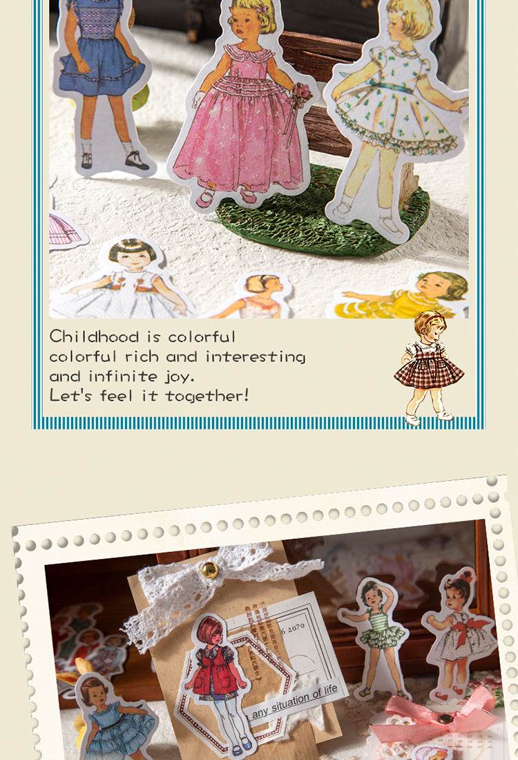 5Childhood Party Retro Fashionable Dress Girls Washi Stickers2