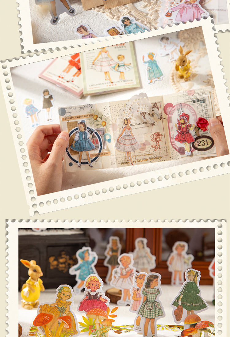5Childhood Party Retro Fashionable Dress Girls Washi Stickers3