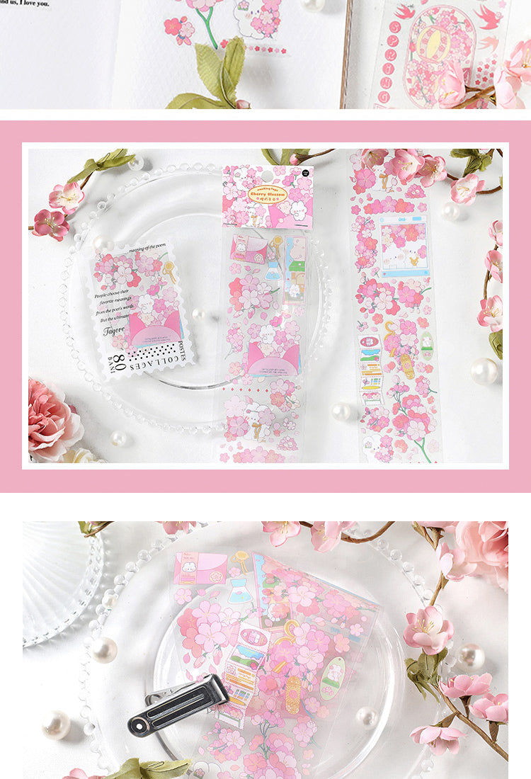 5Clear Cherry Blossom Sakura PET Long Strip Sticker2