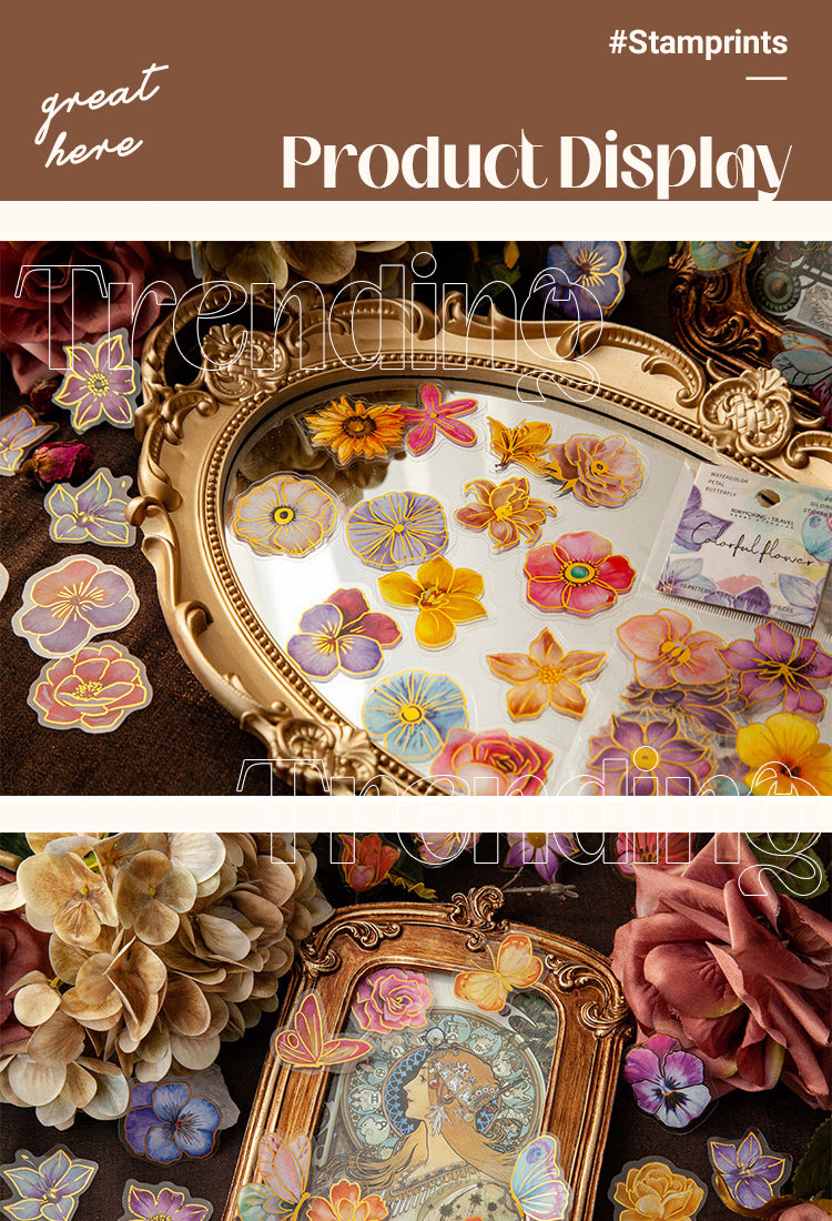 5Colorful Flower Hot Stamping Plant PET Sticker Pack1
