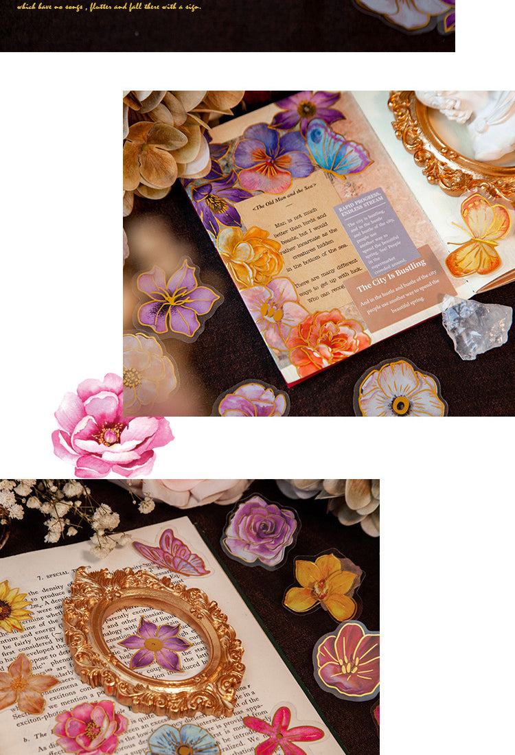 5Colorful Flower Hot Stamping Plant PET Sticker Pack4
