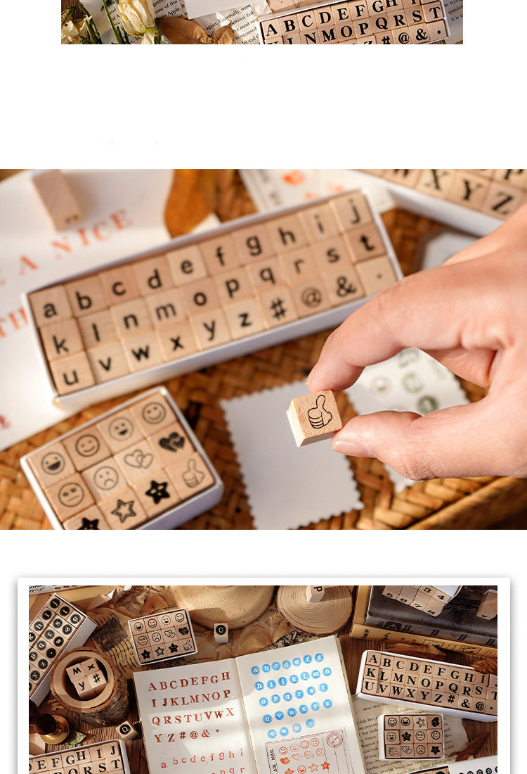 5Creative Cute Alphabet Number Wooden Rubber Stamp Set2