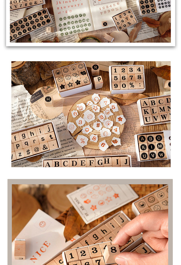 5Creative Cute Alphabet Number Wooden Rubber Stamp Set3