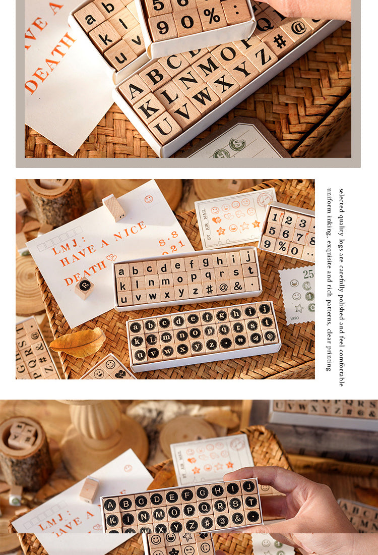5Creative Cute Alphabet Number Wooden Rubber Stamp Set4