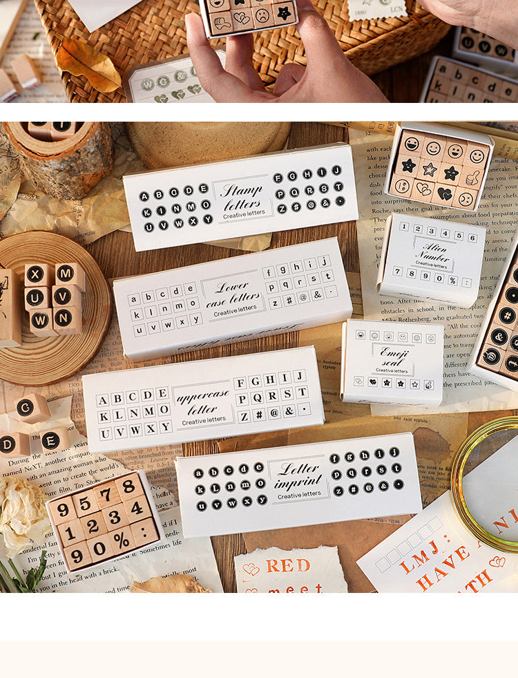 5Creative Cute Alphabet Number Wooden Rubber Stamp Set5