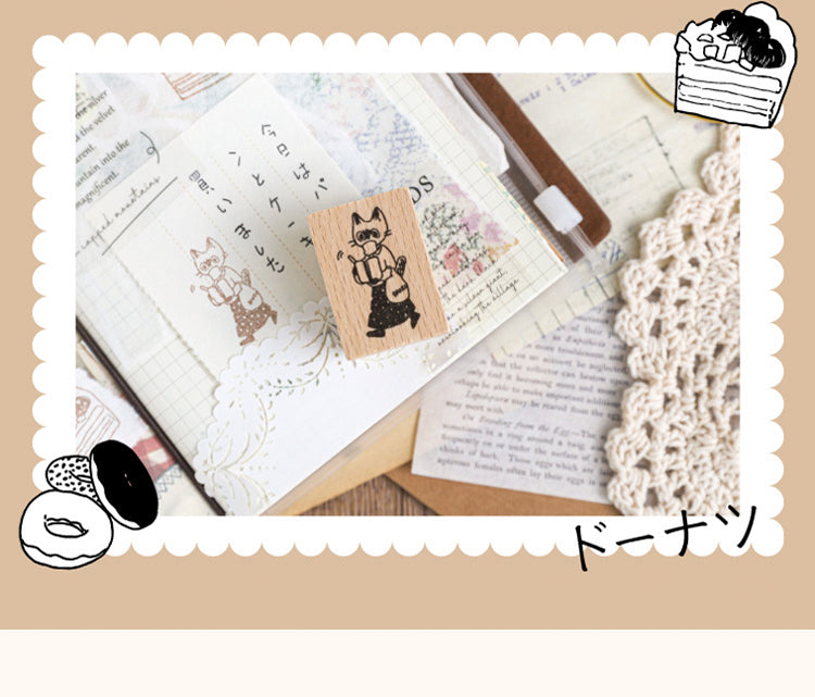 5Cute Cartoon Bakery Wooden Rubber Stamp3