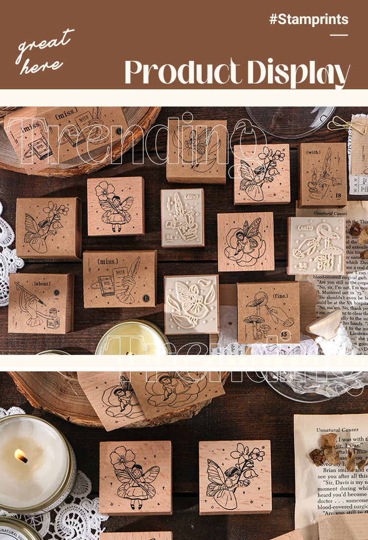 5Cute Fairy Tale Flower Child Elf Wooden Rubber Stamp1