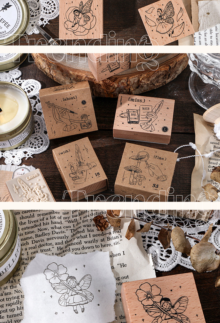 5Cute Fairy Tale Flower Child Elf Wooden Rubber Stamp2