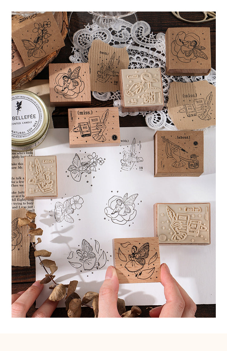 5Cute Fairy Tale Flower Child Elf Wooden Rubber Stamp6