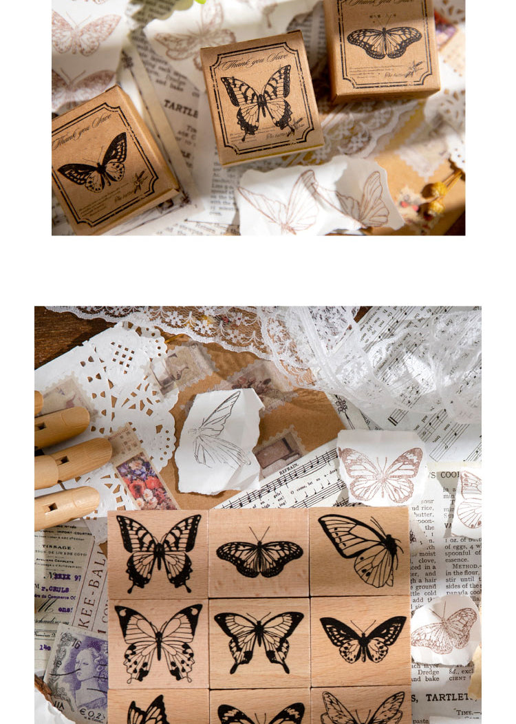 Retro Butterfly Whale Wooden Stamps For Scrapbooking Crafts - Temu