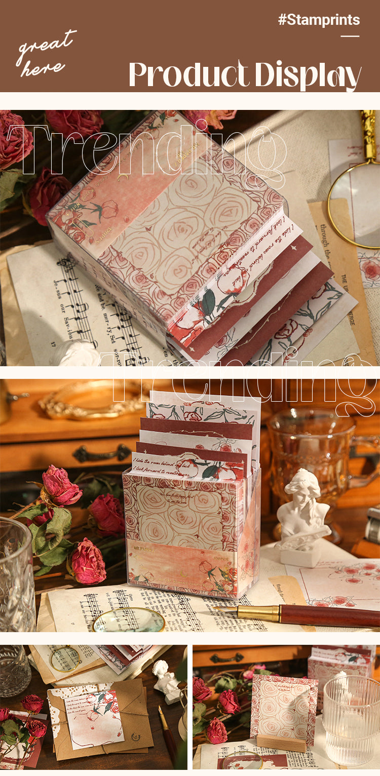5Details of Romantic Prince Rose Oil Painting Note Paper1