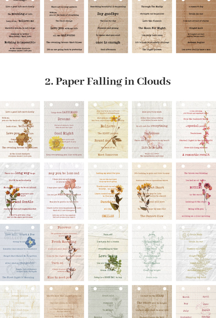 5Floral Artistic English Text Strip Scrapbook Paper Book13