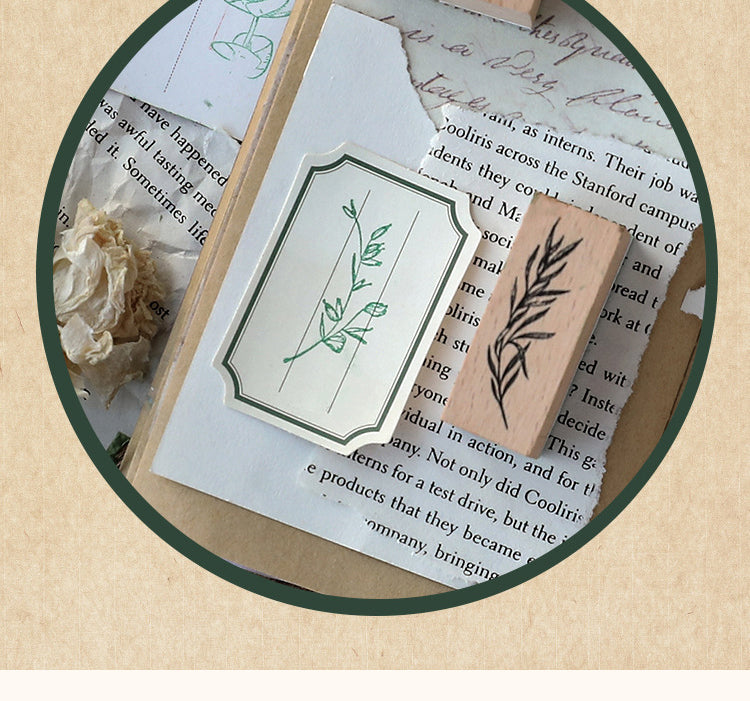 5Foliage Flower Plant Wooden Rubber Stamp Set3