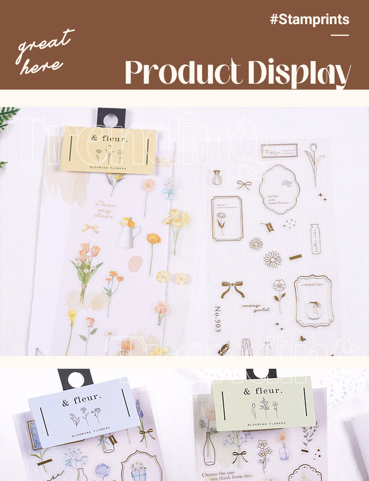 5Ins Style Flower Double Layer Clear PVC Journal Sticker1