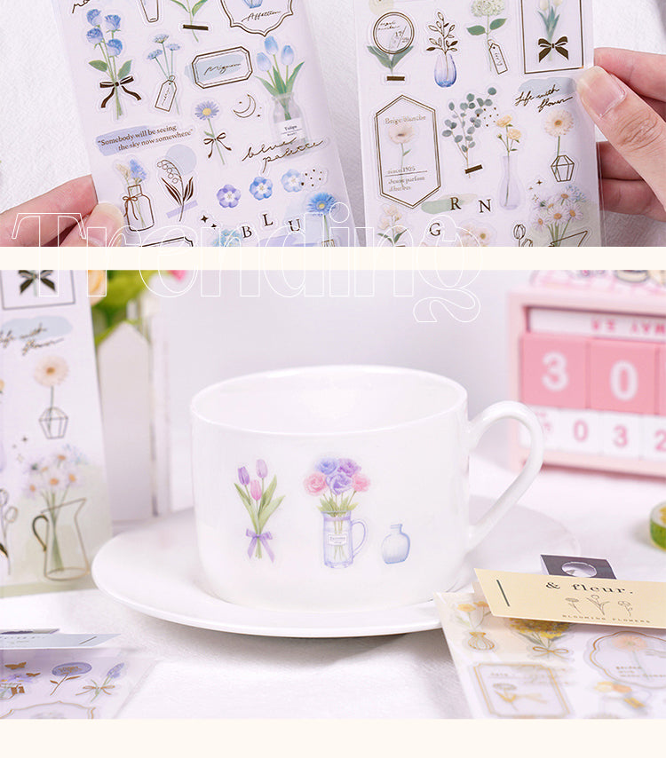 5Ins Style Flower Double Layer Clear PVC Journal Sticker2