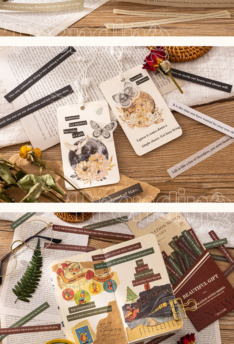 5Inspiration Notes Vintage English Long Strip Sticker Pack3