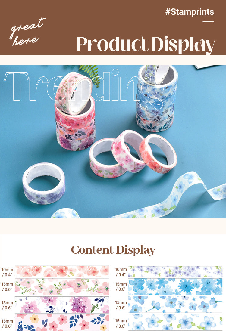 5Japanese Style Summer Hand-Painted Sakura Petals Washi Tape Set1