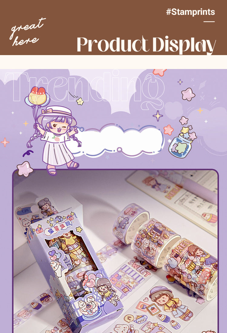 5Kawaii Cartoon Character Sweet Girl Boxed PET Tape Set1