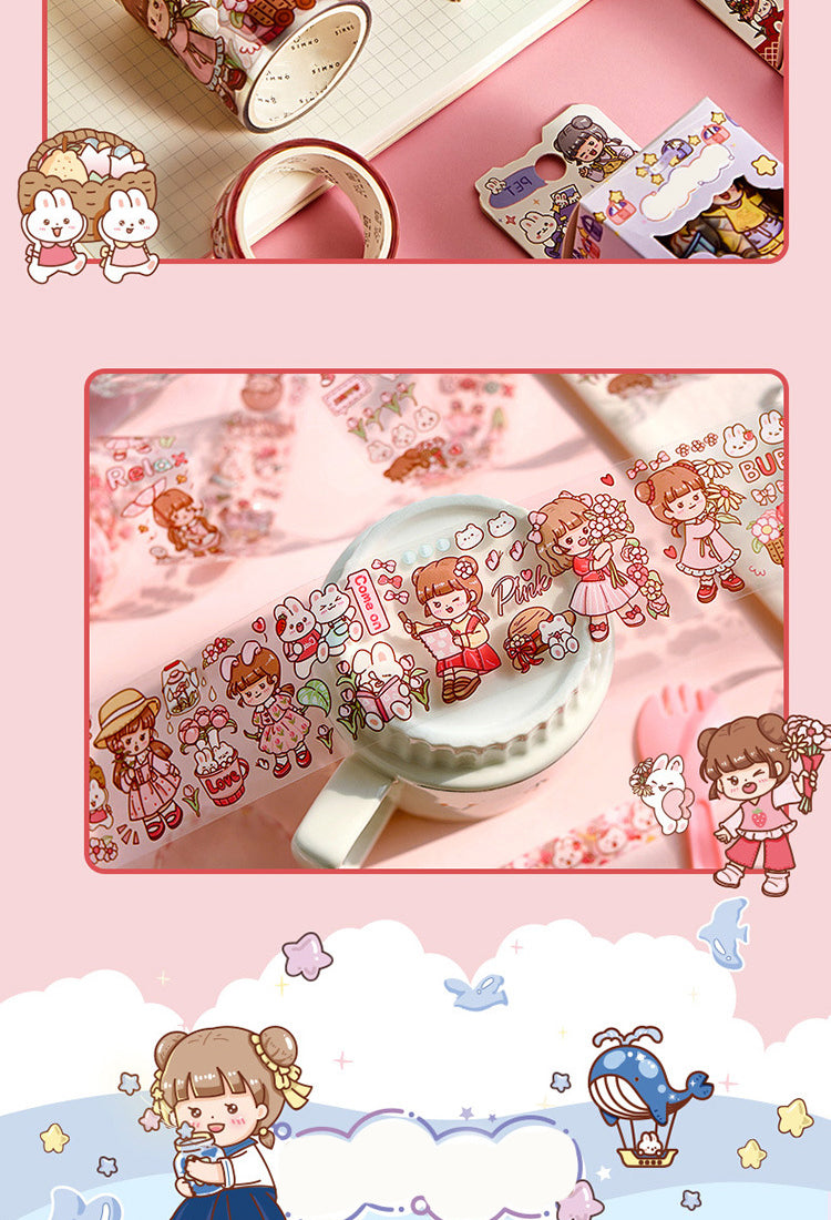 5Kawaii Cartoon Character Sweet Girl Boxed PET Tape Set4
