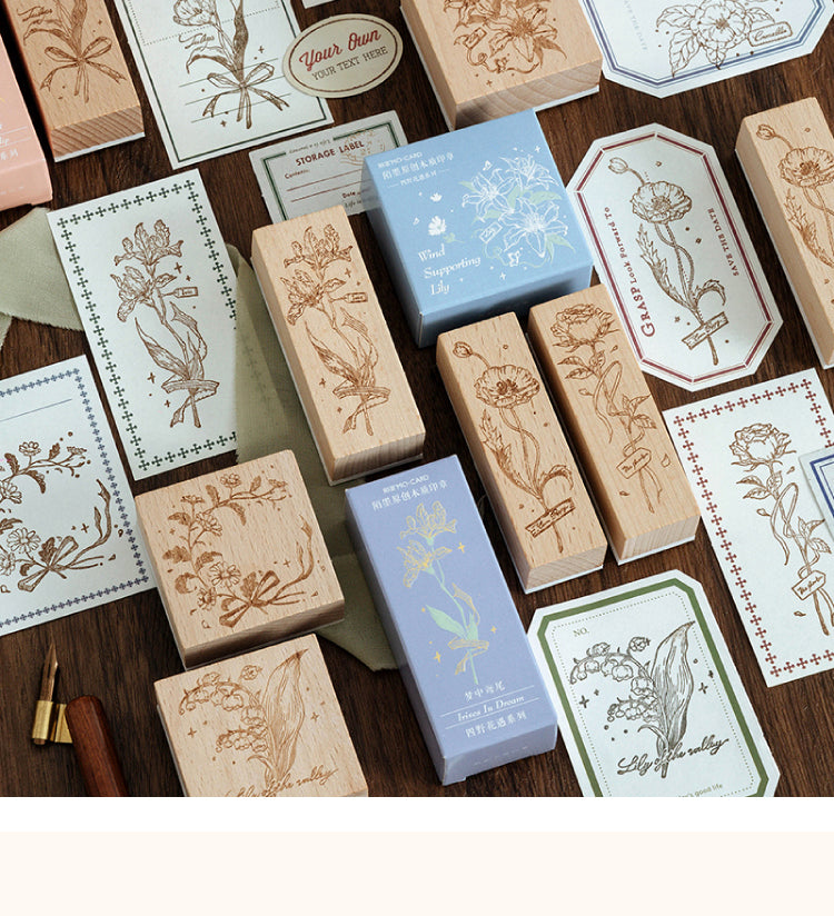 5Meet Flowers Artistic Plant Wooden Rubber Stamp9