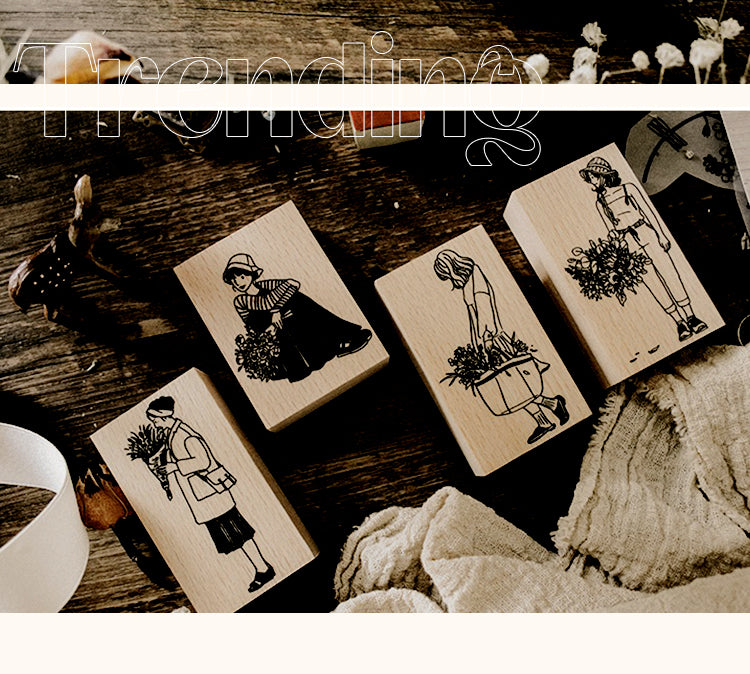 5Original Korean Style Retro Girl Wooden Rubber Stamp4