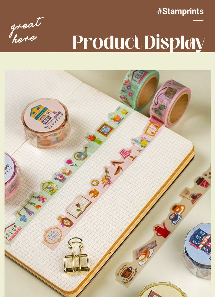 5Product Display of Cartoon Cafe Bookstore Washi Tape 1