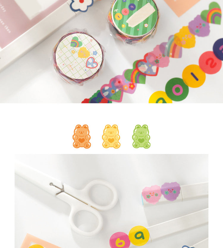 5Product Display of Cute Cartoon Bear Flower Roll Sticker 2