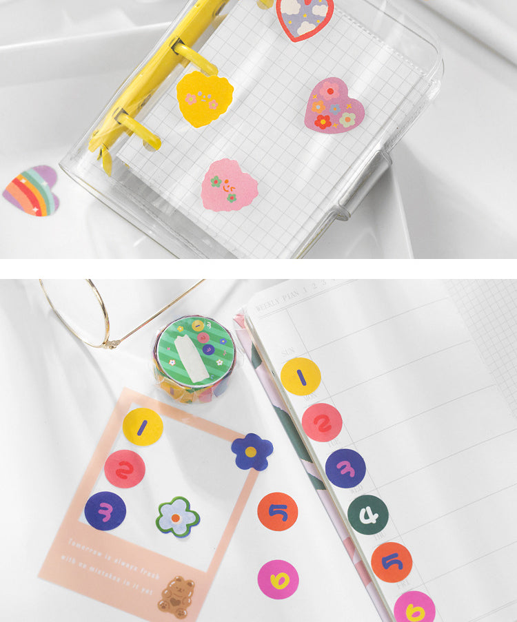 5Product Display of Cute Cartoon Bear Flower Roll Sticker 4