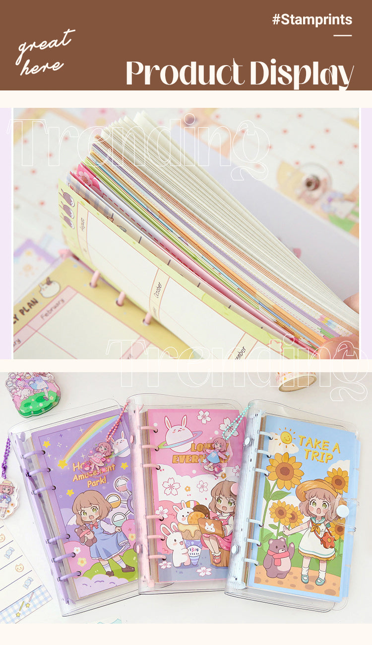 5Product Display of Cute Cartoon Girl Clear PVC Loose-Leaf Journal1