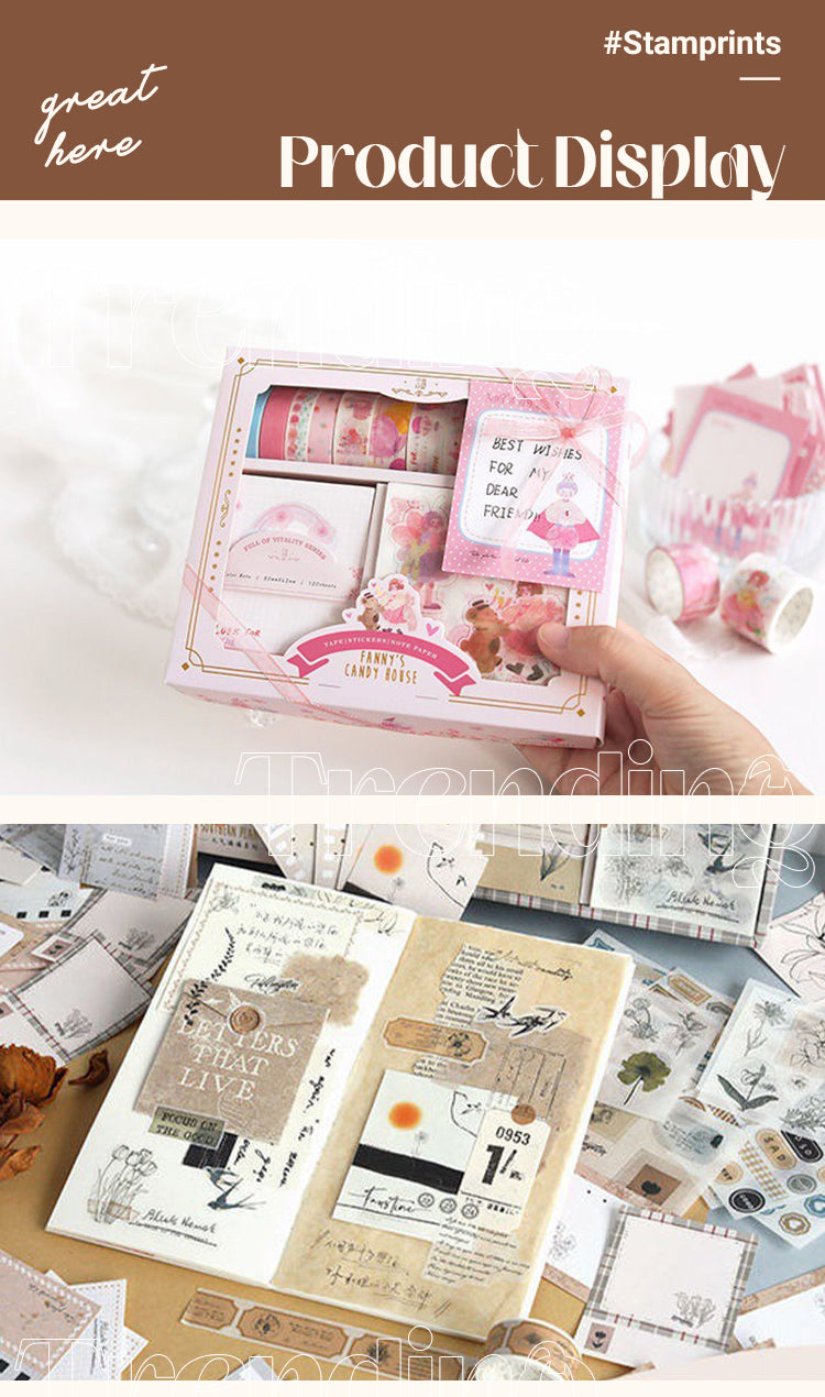 5Product Display of Cute Cartoon Washi Tape Note Paper Sticker Stationery Set1