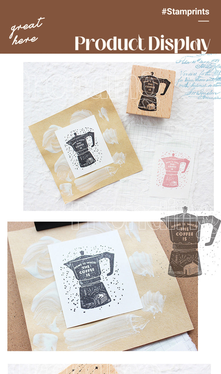 5Product Display of Cute Coffee Bowknot Astronaut Wooden Rubber Stamp1