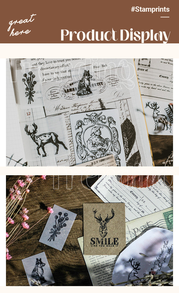 5Product Display of Cute Elk Animal Wooden Rubber Stamp