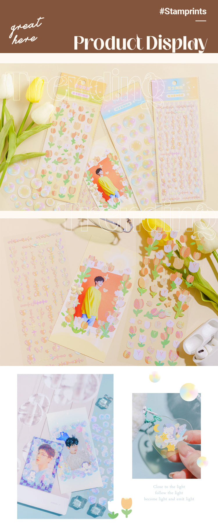 5Product Display of Cute Floral Goo Card Decoration Sticker1