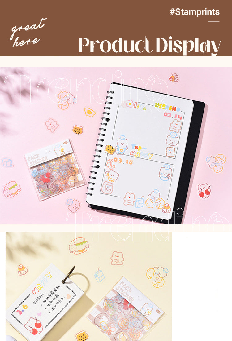 5Product Display of Cute Simple Line Crayon Clear PET Sticker Pack1