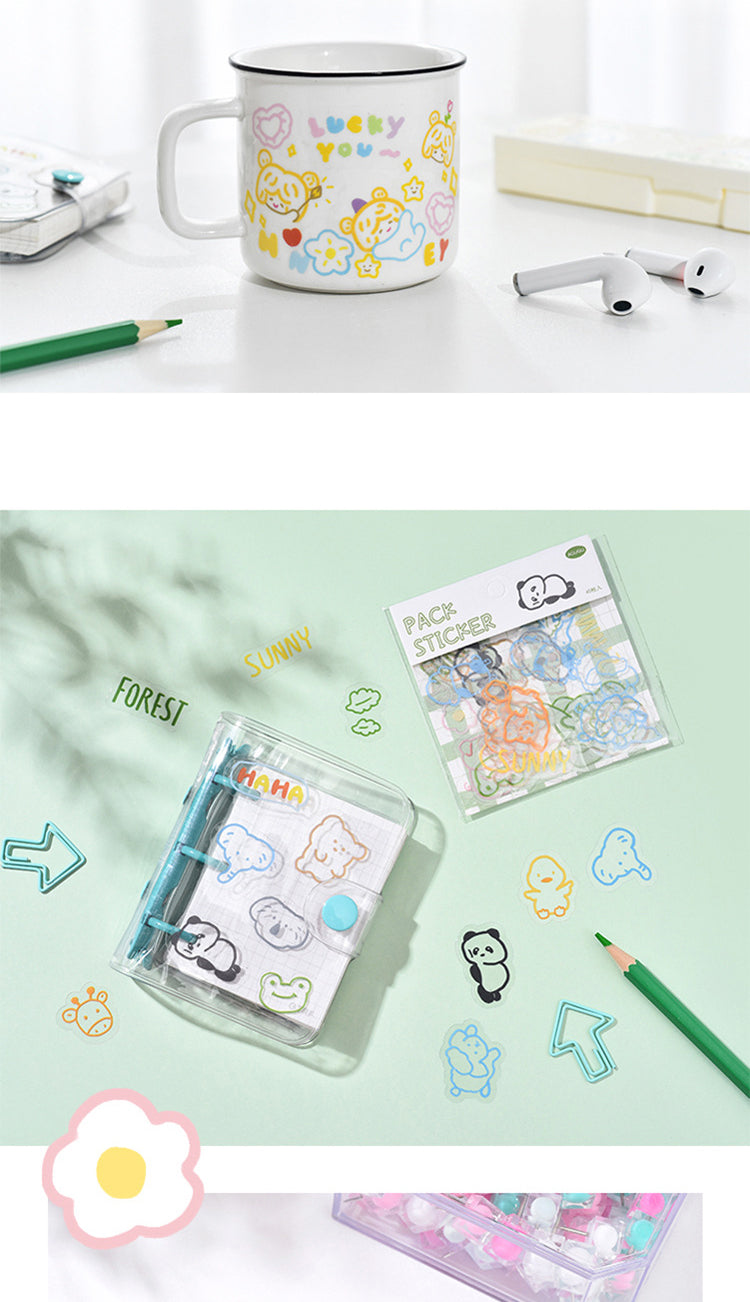 5Product Display of Cute Simple Line Crayon Clear PET Sticker Pack3