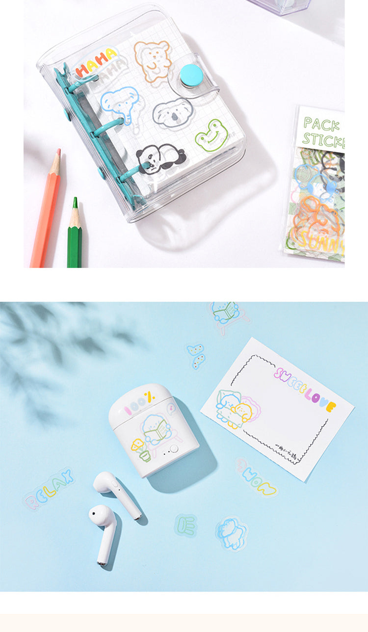 5Product Display of Cute Simple Line Crayon Clear PET Sticker Pack4